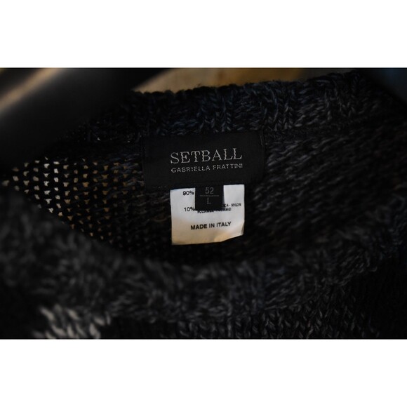 Vintage Gabriella Frattini Crew Sweater  52 L Wool blend Italy Setball argyle - Picture 2 of 5